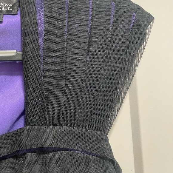 Adrianna Papell Black Cap Sleeve Cocktail Dress with Purple Lining - Picture 5 of 15
